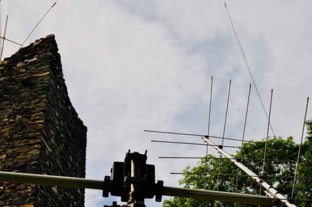 Looking down the boom of the fully articulated satellite station