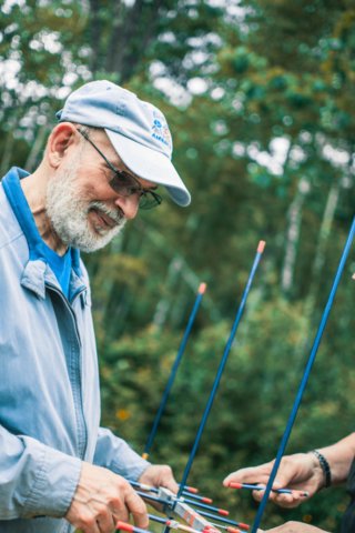 Jim (K1SCE) prepares a satellite antenna