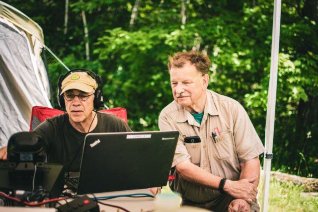 Jon (K1IWZ) watches as Alan (K1MZM) operates CW on the trusty Icom IC-7300.