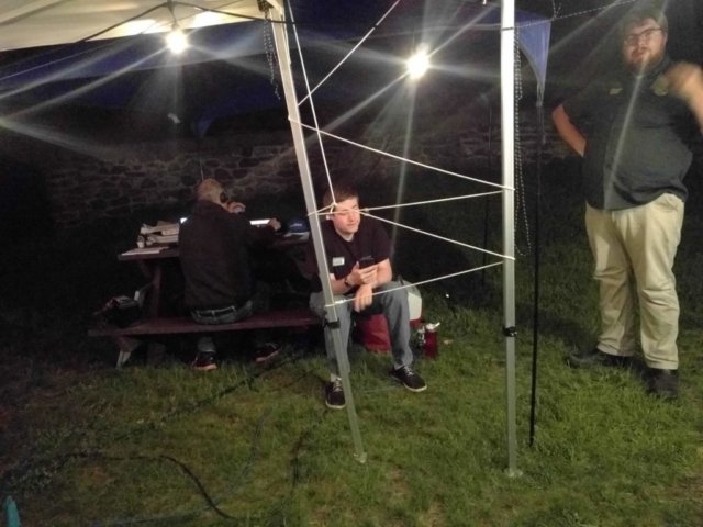 Dillon (WS3RVO) and GMWS President Forest (N1BBQ) discuss the finer points of field day planning